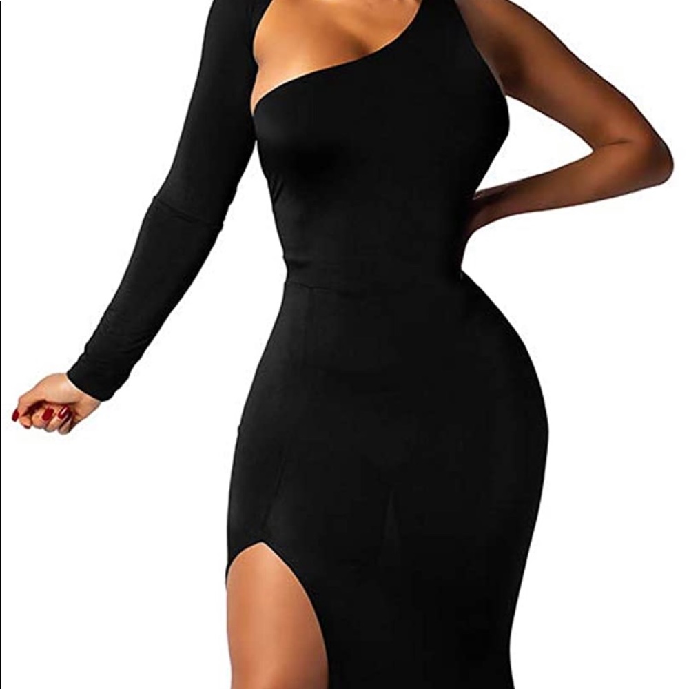 Sexy floor length black special occasion dress